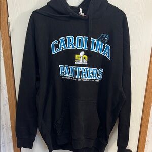 Black Pullover Sweatshirt Hoodie. NFL Carolina Panthers Super Bowl 50.